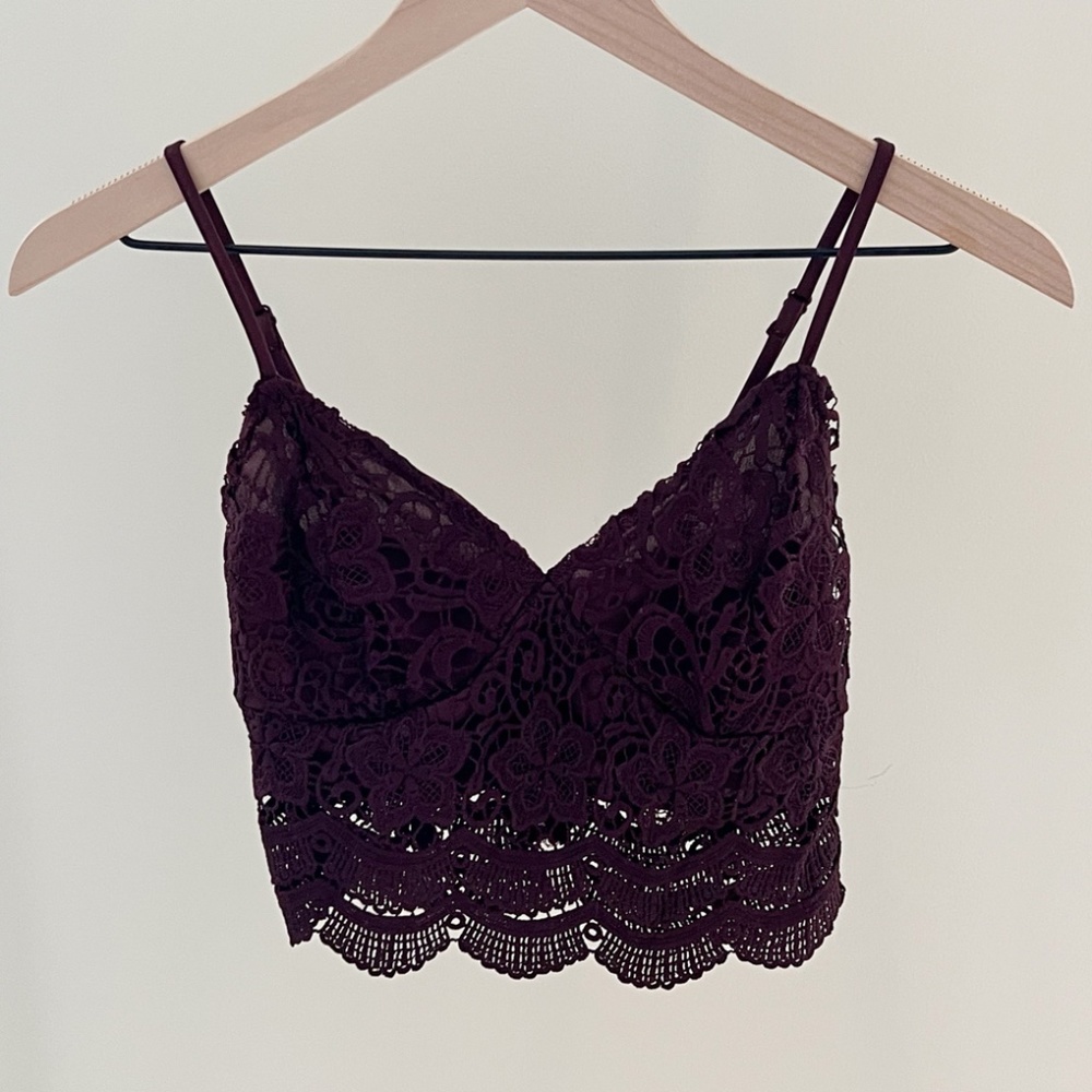 Wine Lace Crop Top
